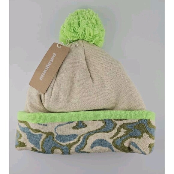 Patagonia Lightweight Powder Town Beanie NWT Swirling Earth: Thermal Blue - Picture 2 of 6